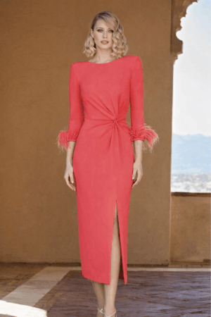 Sonia Peña 216007a Coral Midi length